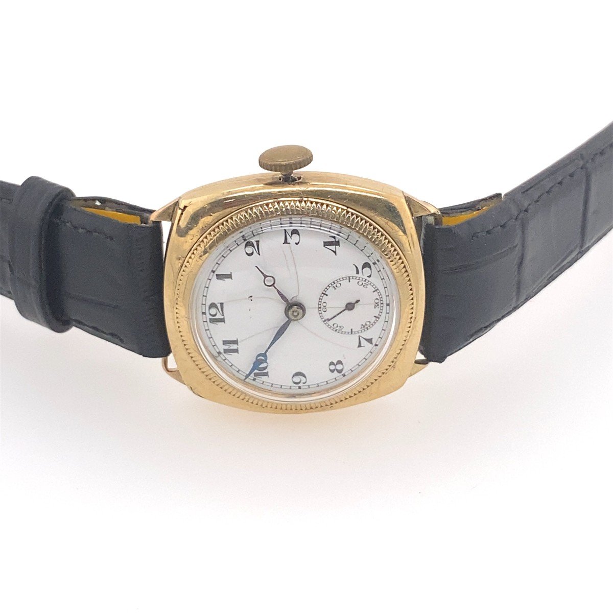 Movado Vintage 9k Yellow Gold Cushion Case Watch-photo-7
