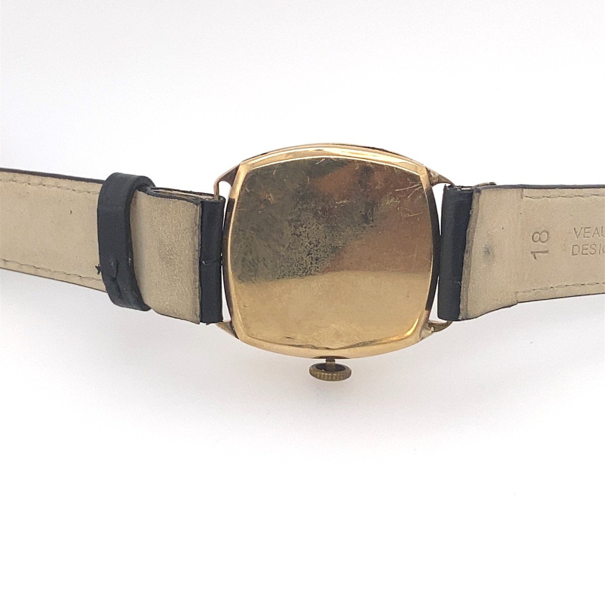 Movado Vintage 9k Yellow Gold Cushion Case Watch-photo-8