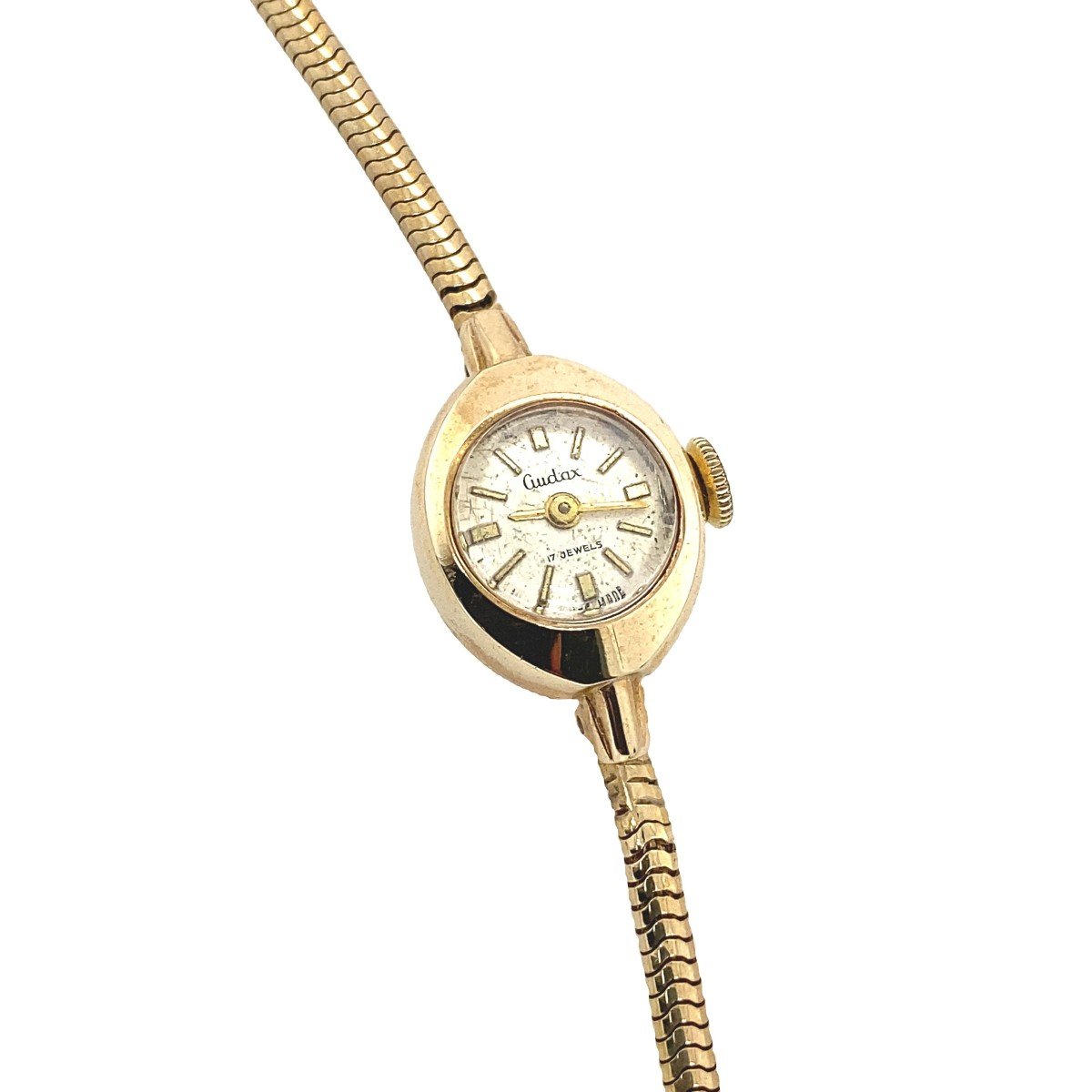 Montre Audax Vintage En Or 9 Carats, En Bracelet En Or 9 Carats Avec Cadran Crème-photo-2