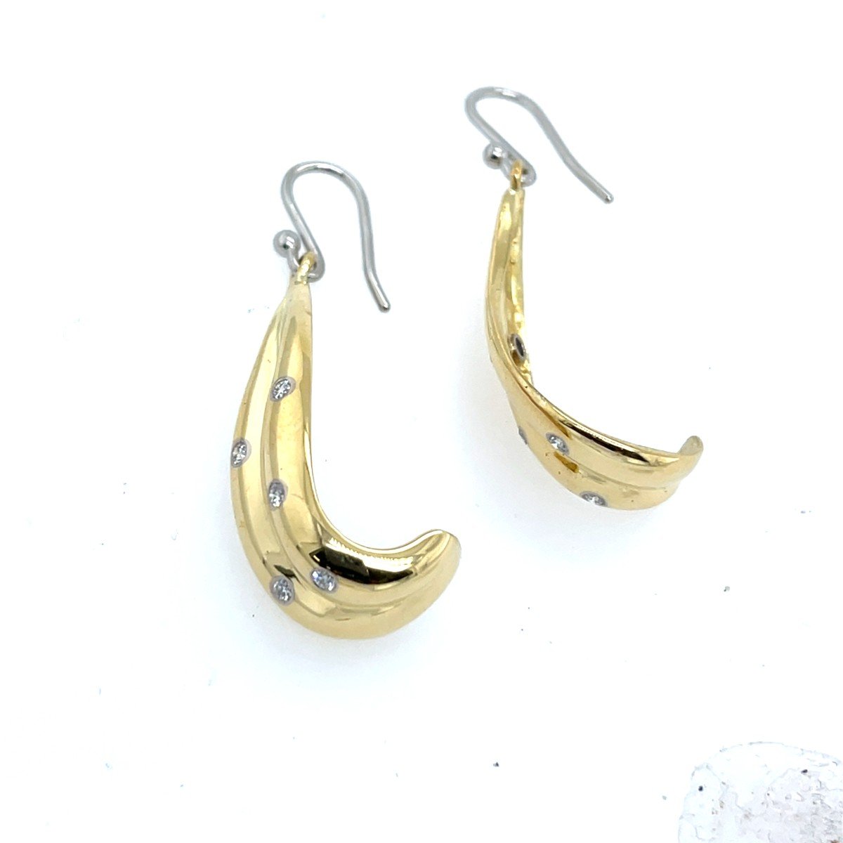 Boucles d'Oreilles Diamant En Or Jaune Et Blanc 18 Carats, Diamants Naturels 0,25 Carat-photo-2