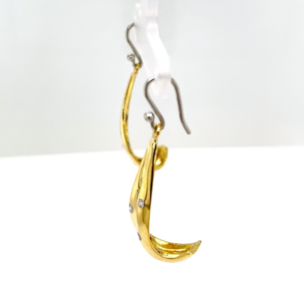 Boucles d'Oreilles Diamant En Or Jaune Et Blanc 18 Carats, Diamants Naturels 0,25 Carat-photo-6