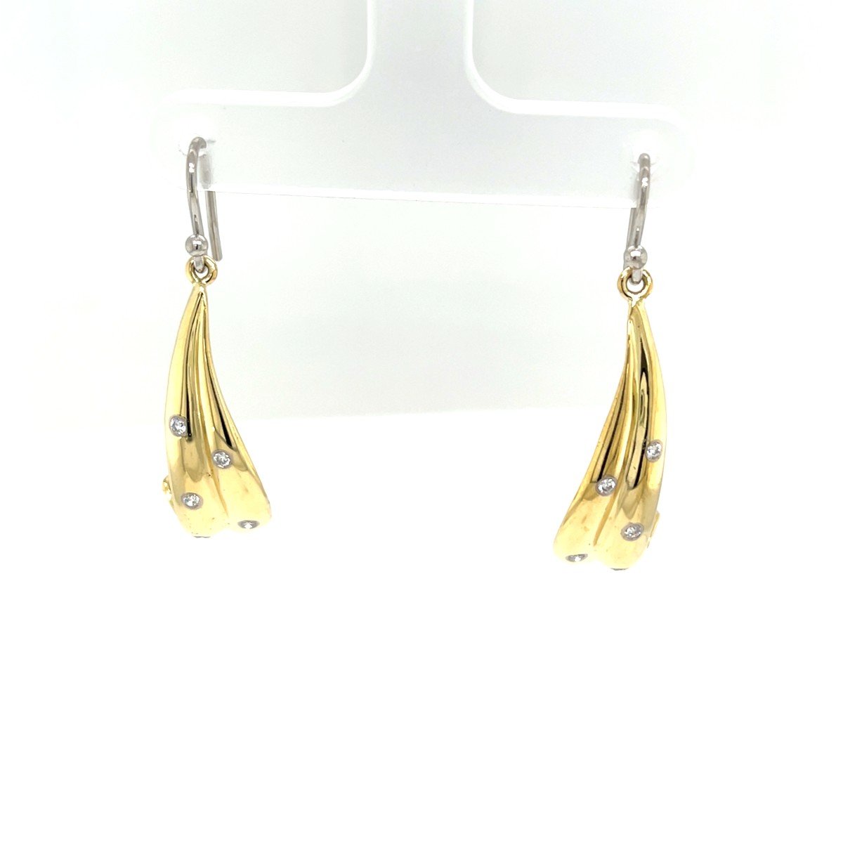 Boucles d'Oreilles Diamant En Or Jaune Et Blanc 18 Carats, Diamants Naturels 0,25 Carat