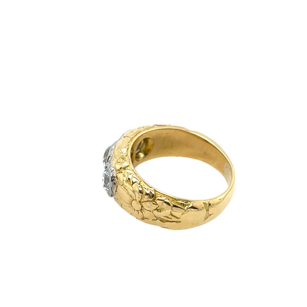 Bague à 3 Pierres En Or Jaune Et Blanc 18 Carats Sertie De Diamants Naturels De 1,70 Ct-photo-3