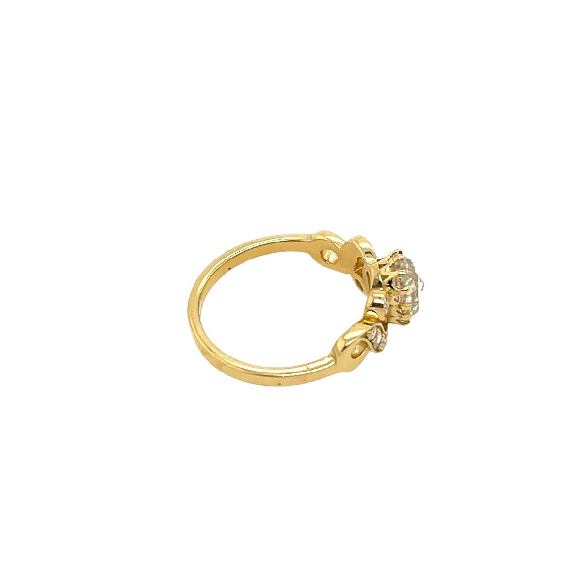 18k Yellow Gold Diamond Ring Set With A 1.16 Carat Old Cut Diamond-photo-3