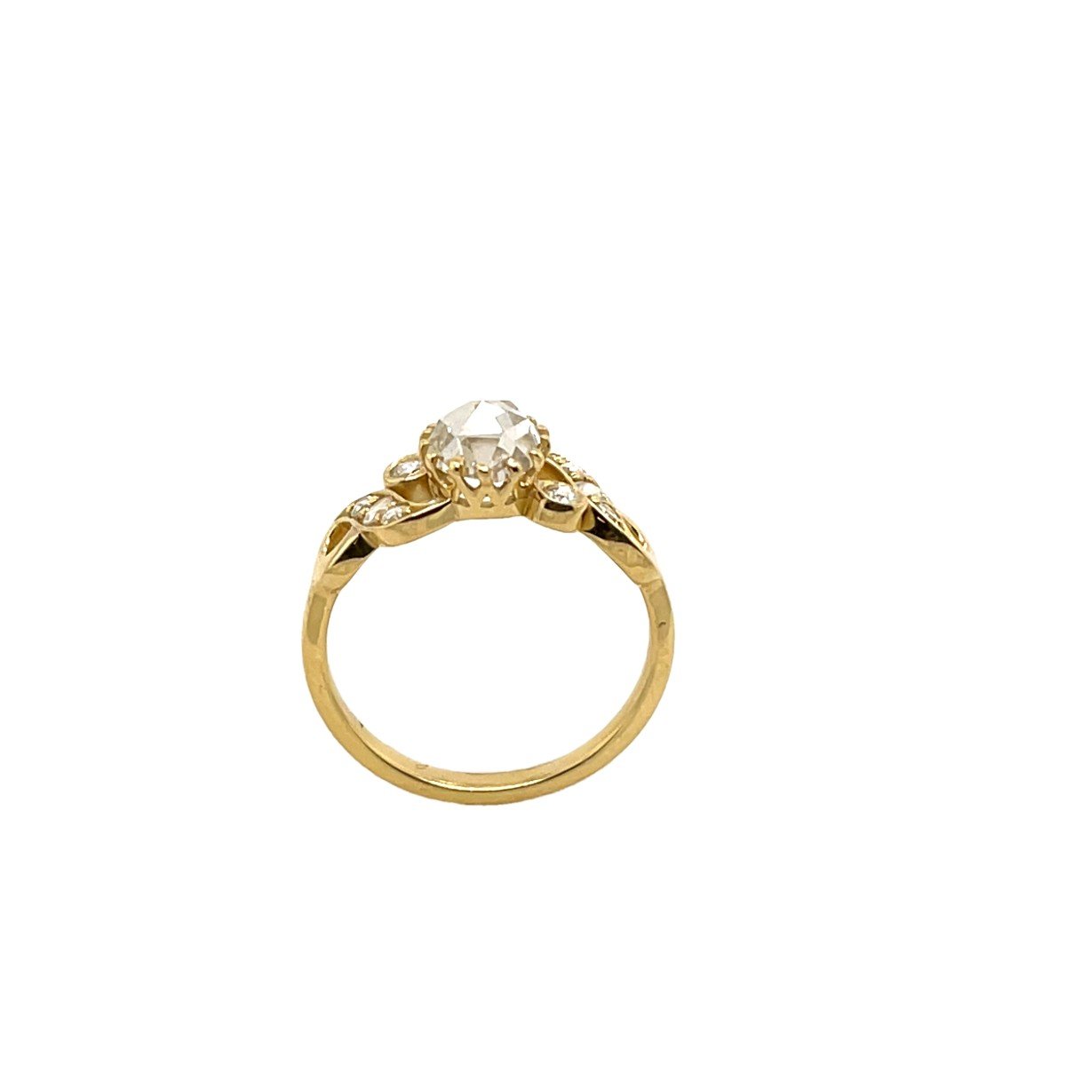 18k Yellow Gold Diamond Ring Set With A 1.16 Carat Old Cut Diamond-photo-3