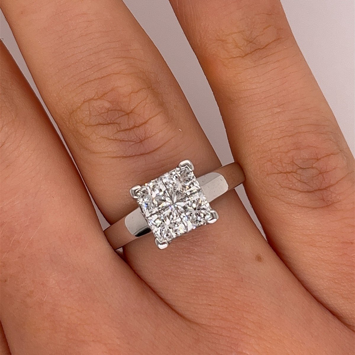 Bague Diamant 4 Pierres Sertie De Diamants Naturels De 1,50 Ct Sertis Dans De l'Or Blanc 18 Car-photo-4