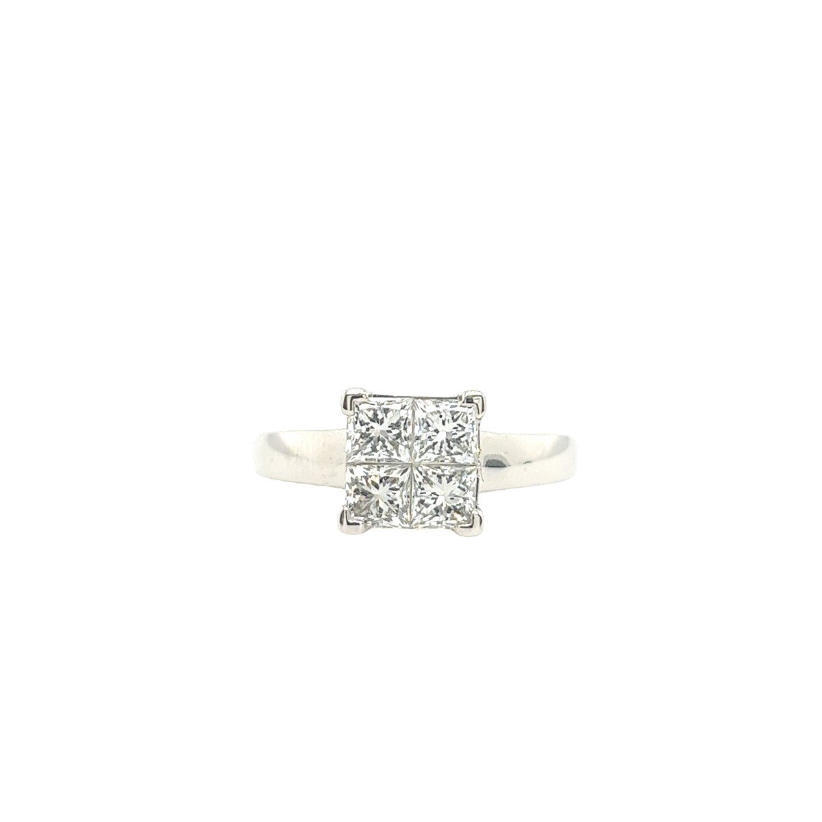 Bague Diamant 4 Pierres Sertie De Diamants Naturels De 1,50 Ct Sertis Dans De l'Or Blanc 18 Car