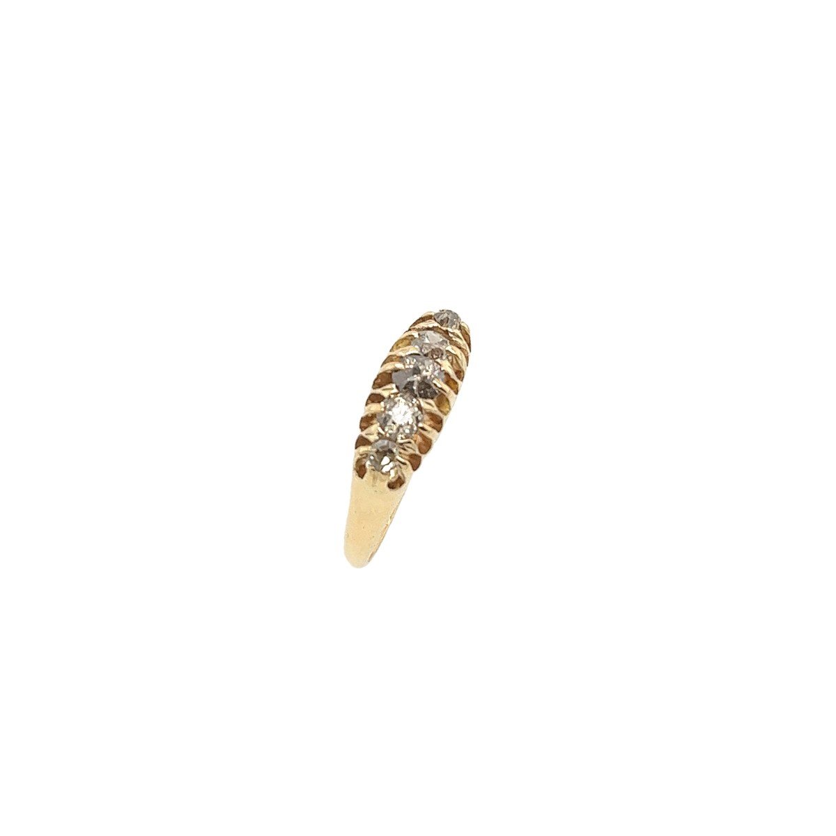 Bague 5 Pierres En Or Jaune 18 Carats Et Diamants Des Années 1950-photo-1
