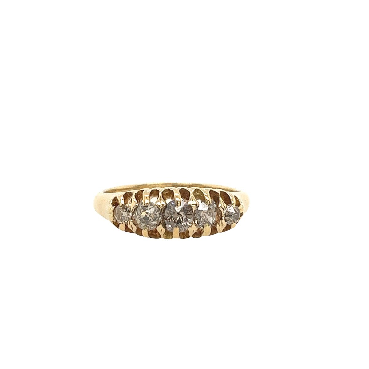 Bague 5 Pierres En Or Jaune 18 Carats Et Diamants Des Années 1950