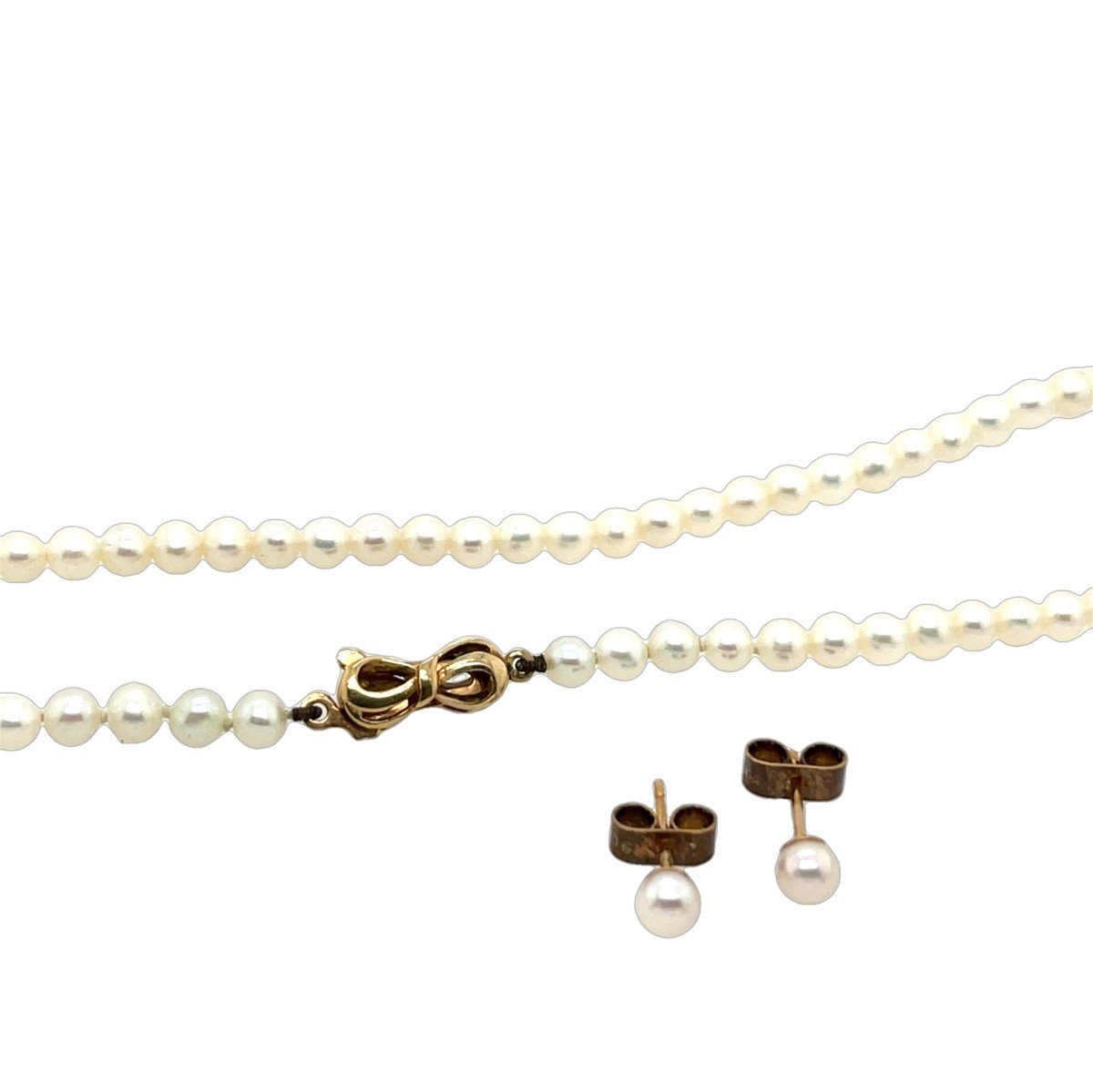 Vintage Cultured Pearl Necklace With Earrings