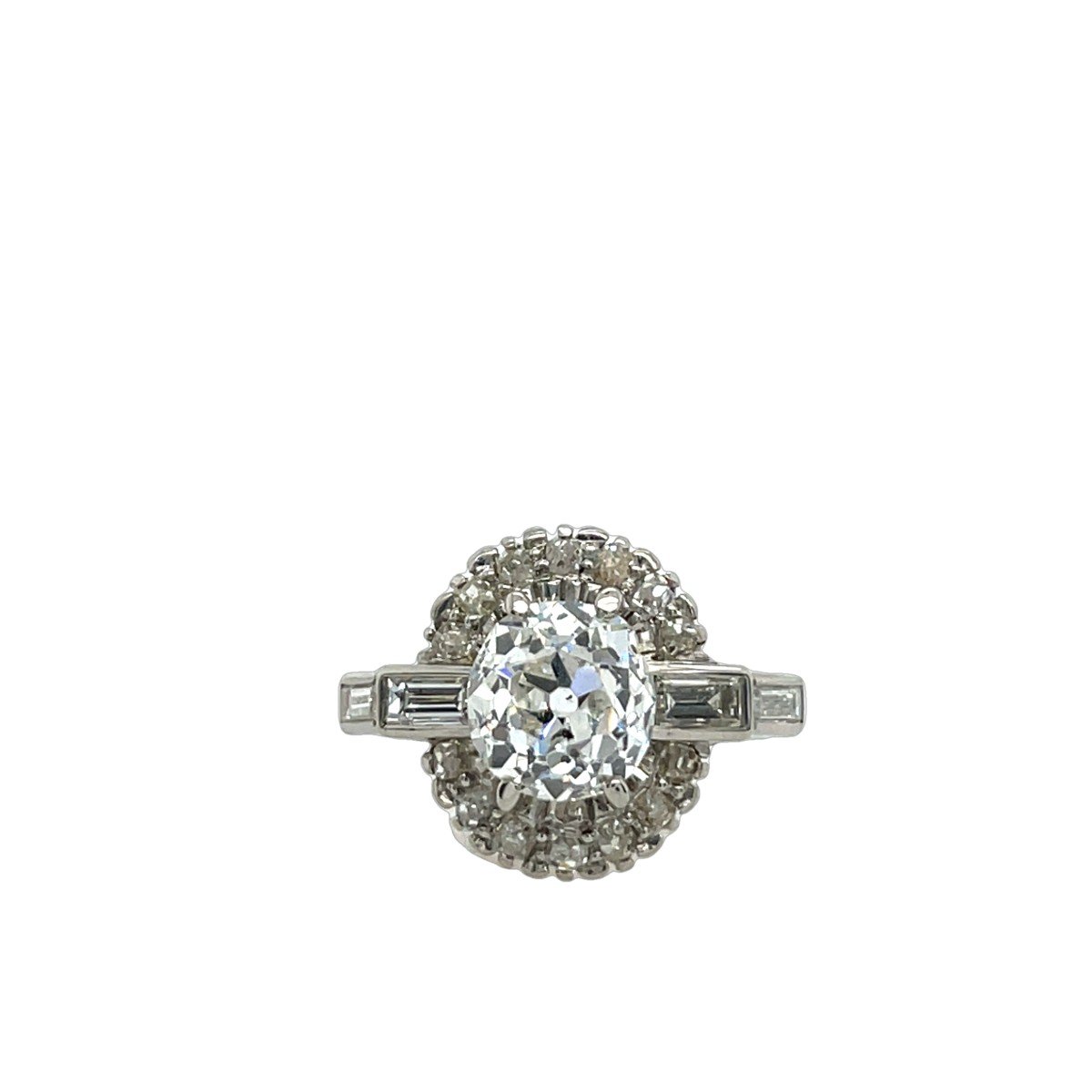 Bague Vintage En Diamant Taille Victorienne Coussin De 1,79 Ct, Sertie De Platine-photo-1