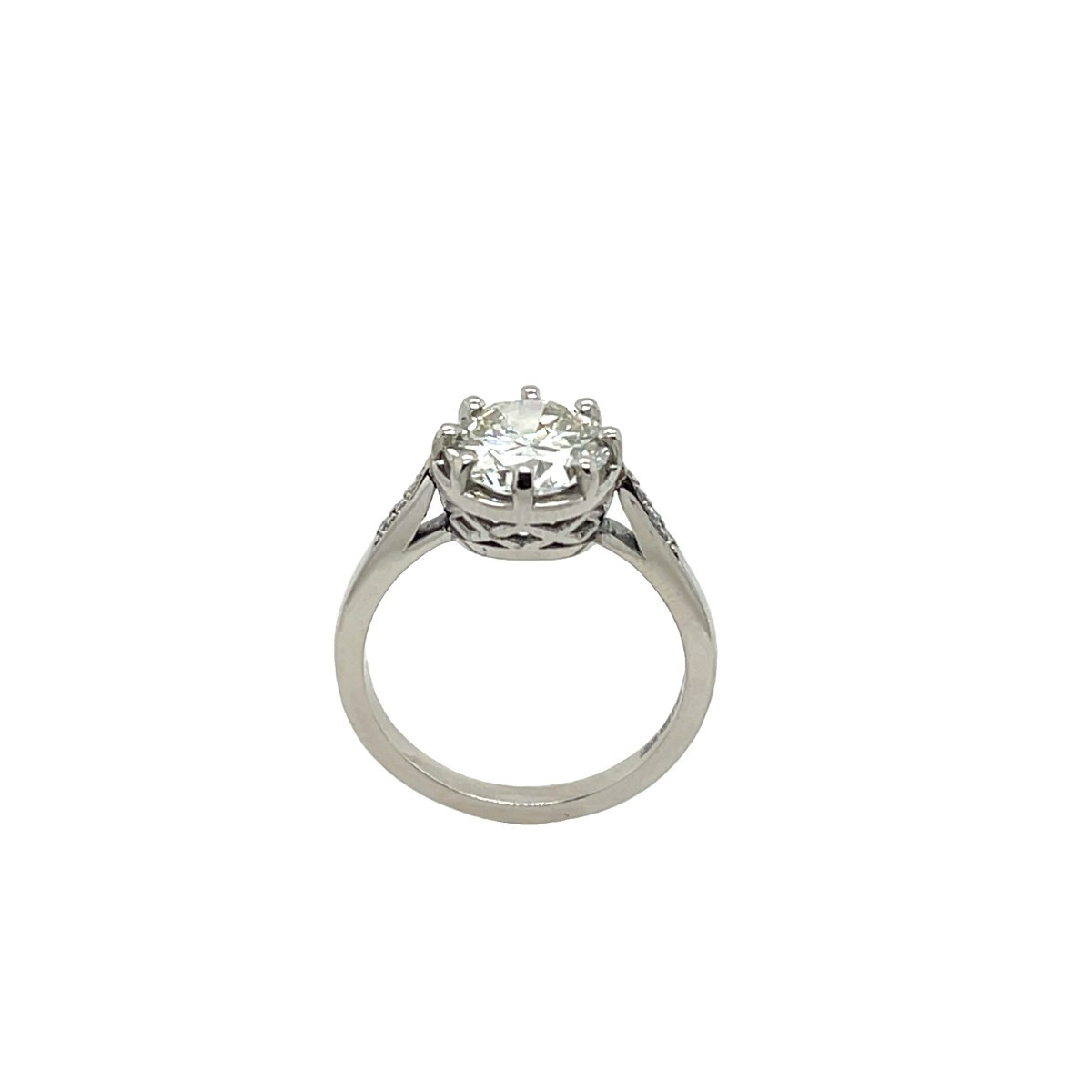 Bague En Diamant Rond M/si1 De 2,22 Ct Taille Ancienne, Sertie De Platine-photo-2