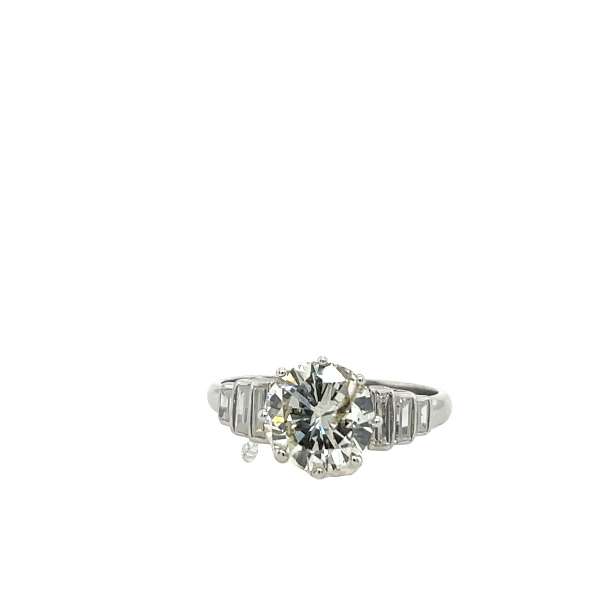 Bague En Platine Sertie d'Un Diamant Rond Brillant De 2,58 Ct, Taille K-l/si3-photo-2