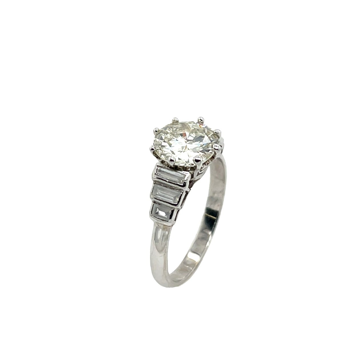 Bague En Platine Sertie d'Un Diamant Rond Brillant De 2,58 Ct, Taille K-l/si3-photo-6