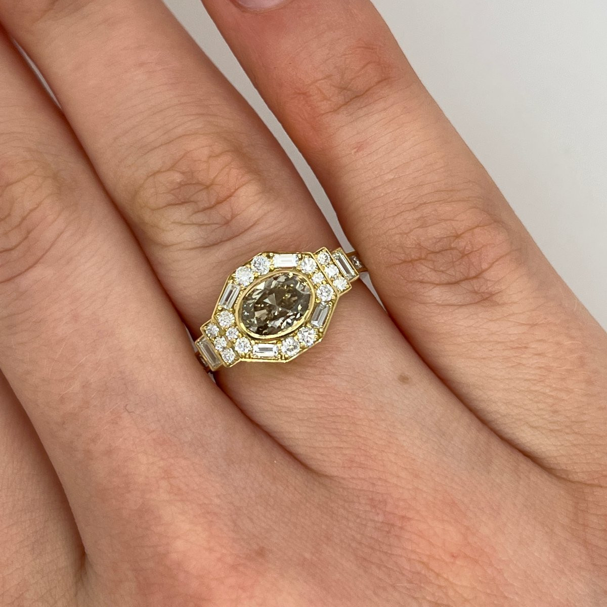 18k Yellow Gold Diamond Ring, Set With A 1.0 Carat Intense Yellow Brown Diamond-photo-1
