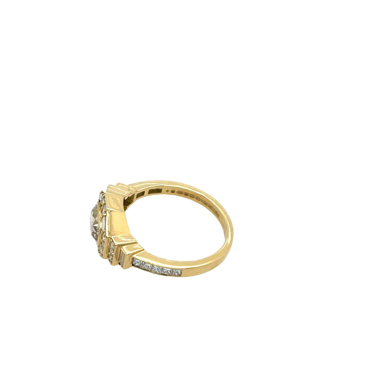 18k Yellow Gold Diamond Ring, Set With A 1.0 Carat Intense Yellow Brown Diamond-photo-3