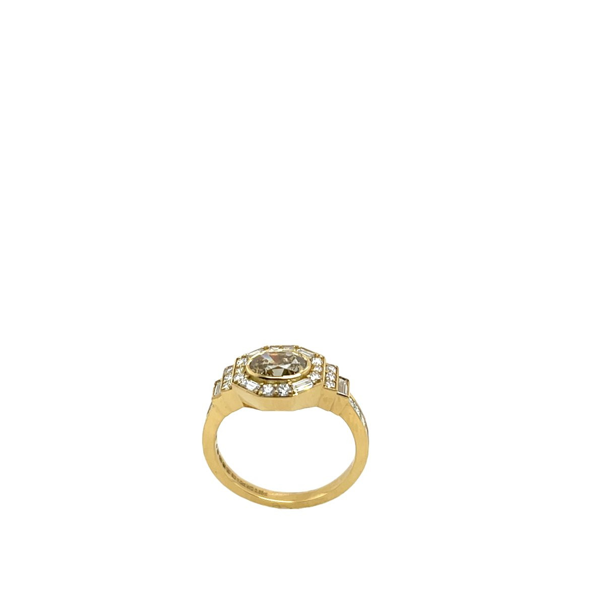 18k Yellow Gold Diamond Ring, Set With A 1.0 Carat Intense Yellow Brown Diamond-photo-4