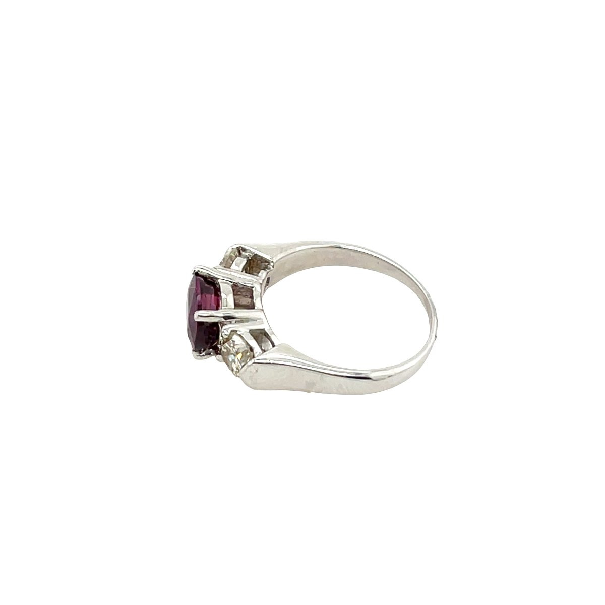 3-stone Ruby And Diamond Ring Set In 14k White Gold-photo-2