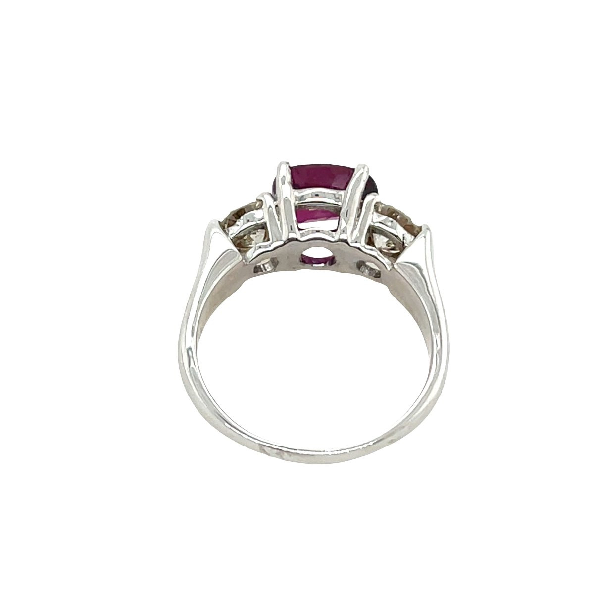3-stone Ruby And Diamond Ring Set In 14k White Gold-photo-3