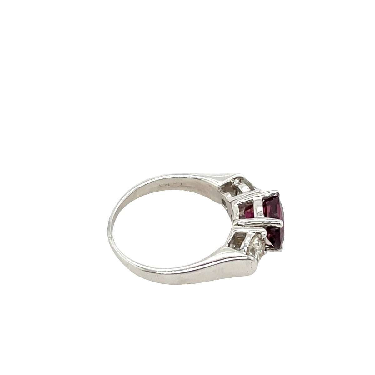 3-stone Ruby And Diamond Ring Set In 14k White Gold-photo-4