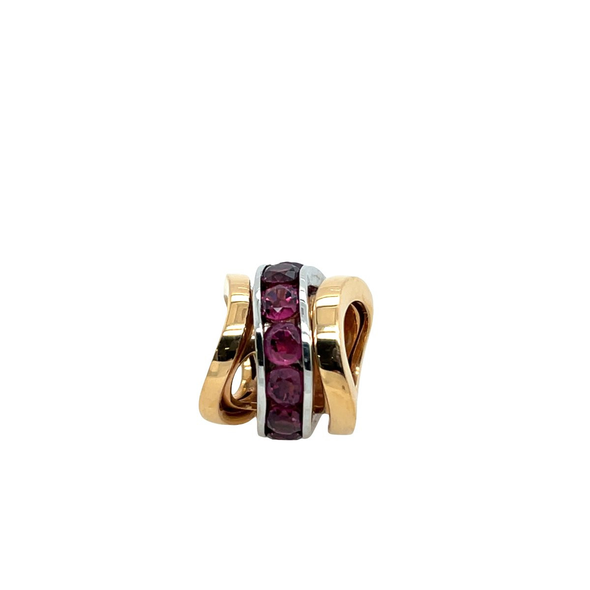 Mattioli Ring Pendant In 18 Carat Rose And White Gold With Tourmaline.-photo-1