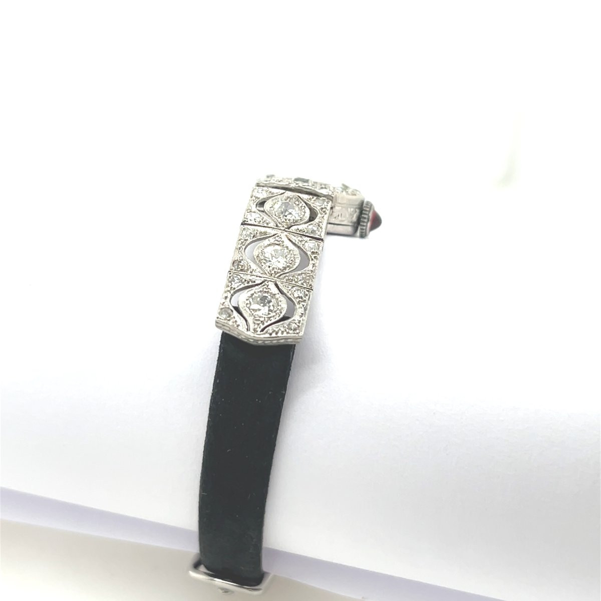 Montre pour dames en platine vintage avec diamants, 1,80 ct de diamants naturels-photo-2