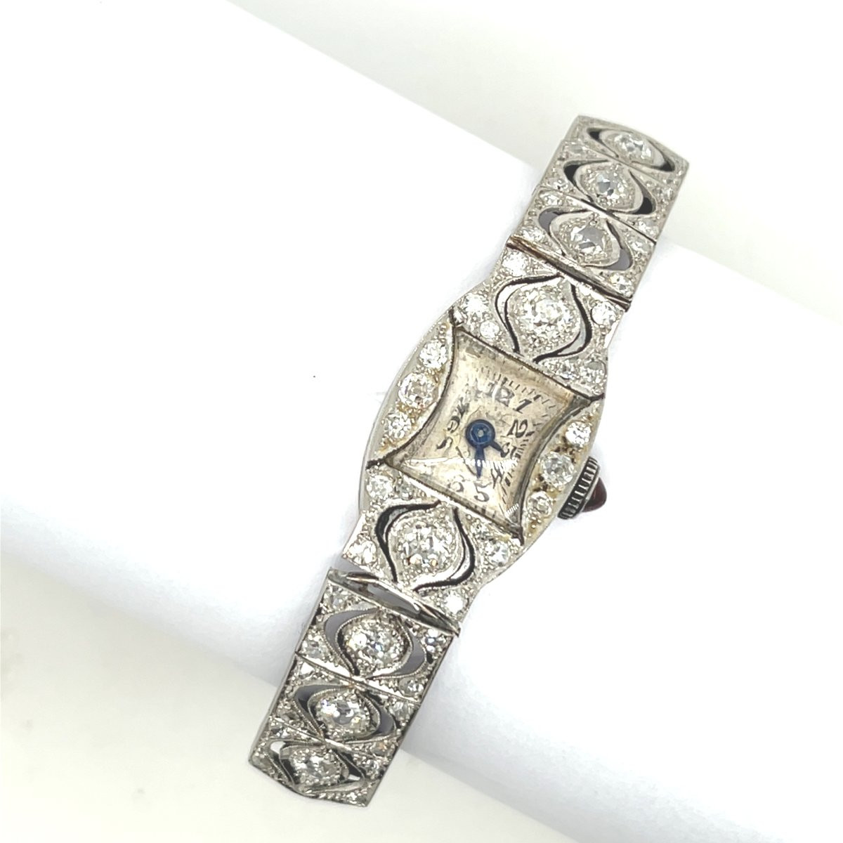 Montre pour dames en platine vintage avec diamants, 1,80 ct de diamants naturels-photo-4