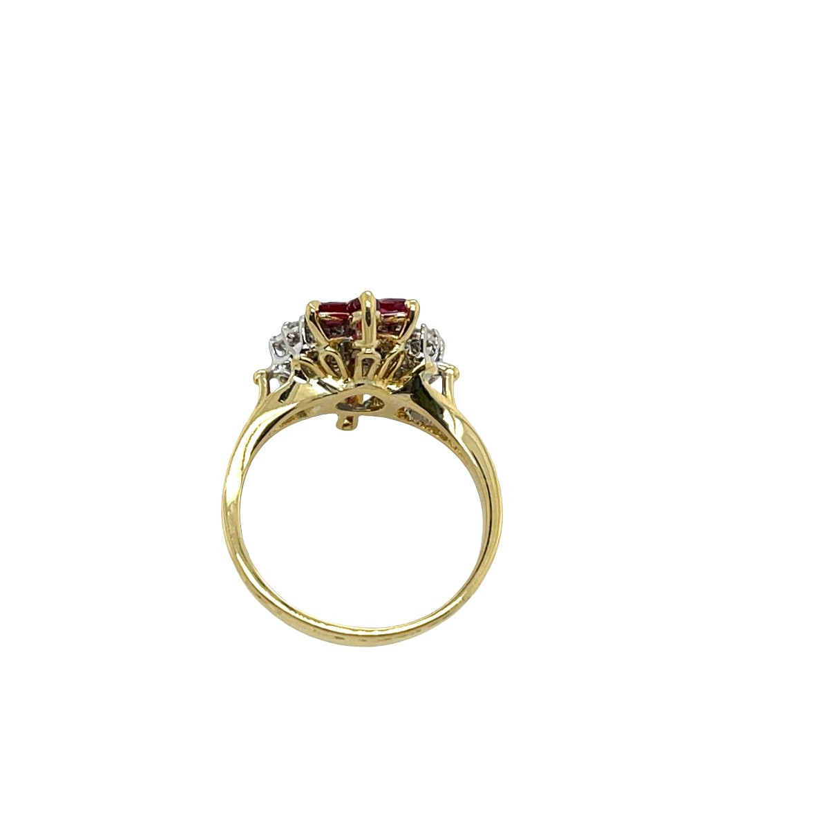 Diamond & Ruby 18ct Yellow & White Gold Cluster Ring-photo-2