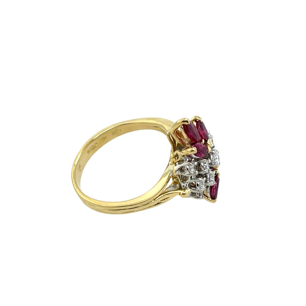 Diamond & Ruby 18ct Yellow & White Gold Cluster Ring-photo-3