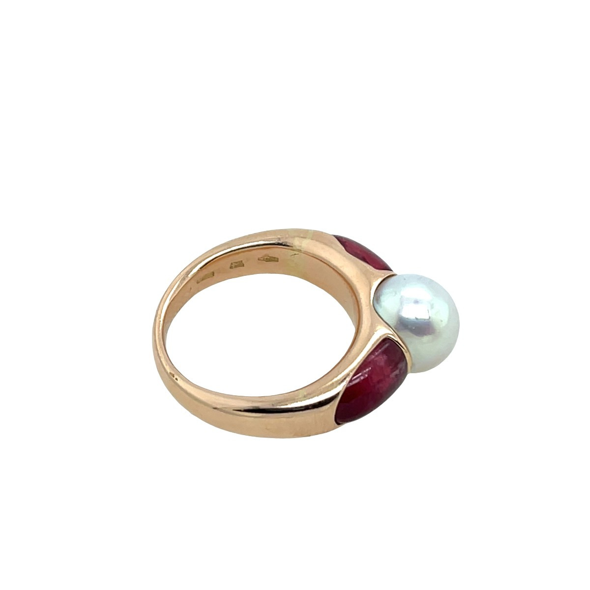 Pearl & Pink Tourmaline 18ct Rose Gold Ring-photo-2