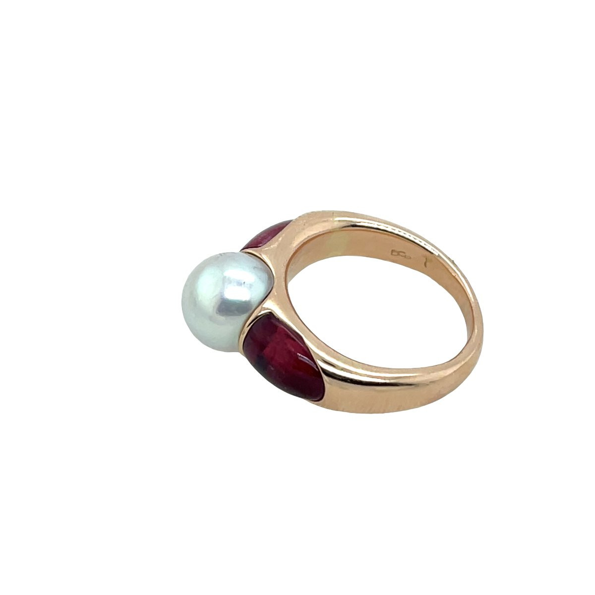 Pearl & Pink Tourmaline 18ct Rose Gold Ring-photo-2