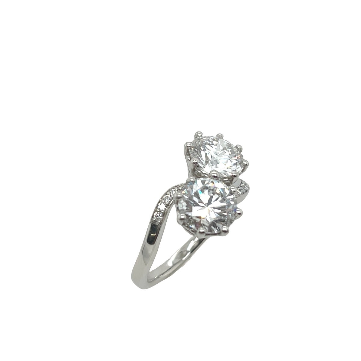 Platinum Crossover Ring With Diamonds - 1.91 Ct Laboratory-created Diamonds-photo-2