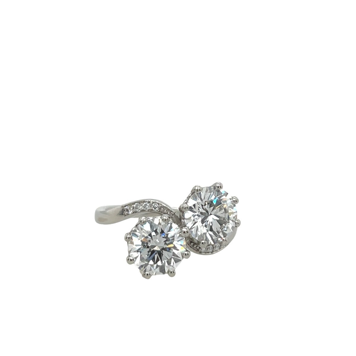 Platinum Crossover Ring With Diamonds - 1.91 Ct Laboratory-created Diamonds-photo-1