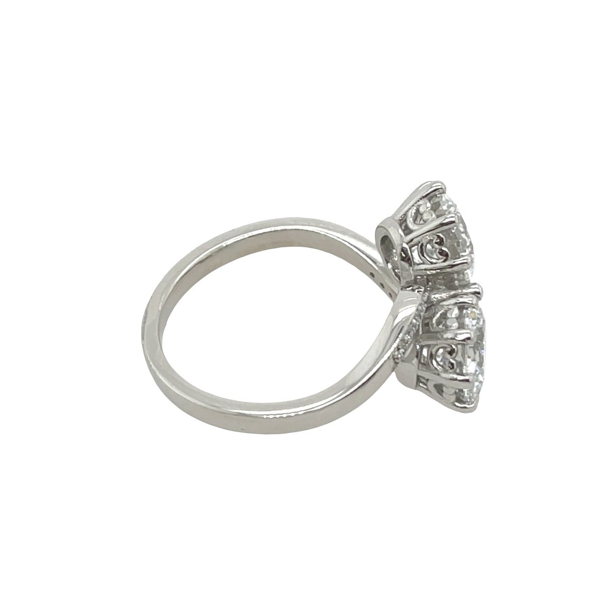 Platinum Crossover Ring With Diamonds - 1.91 Ct Laboratory-created Diamonds-photo-2