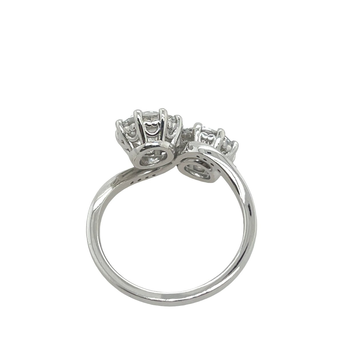 Platinum Crossover Ring With Diamonds - 1.91 Ct Laboratory-created Diamonds-photo-3