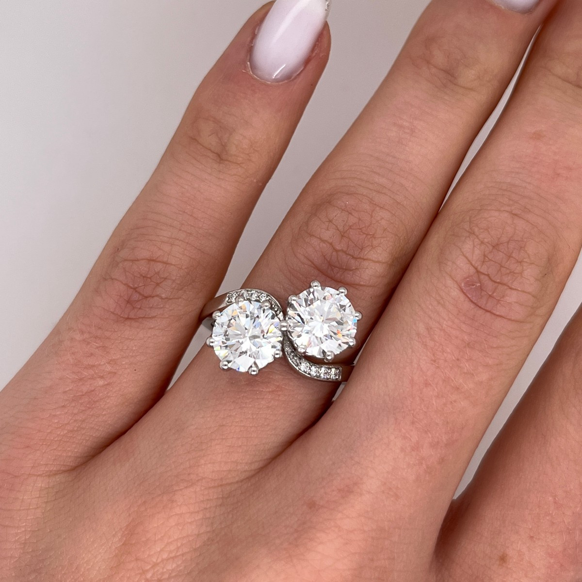 Platinum Crossover Ring With Diamonds - 1.91 Ct Laboratory-created Diamonds