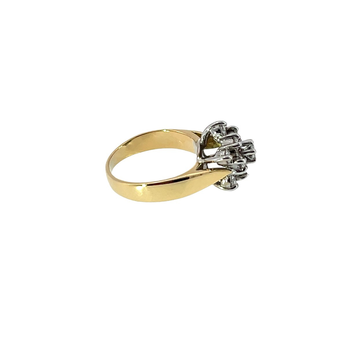Diamond Cluster Ring Set With 0.60ct In 18ct Yellow & White Gold-photo-2