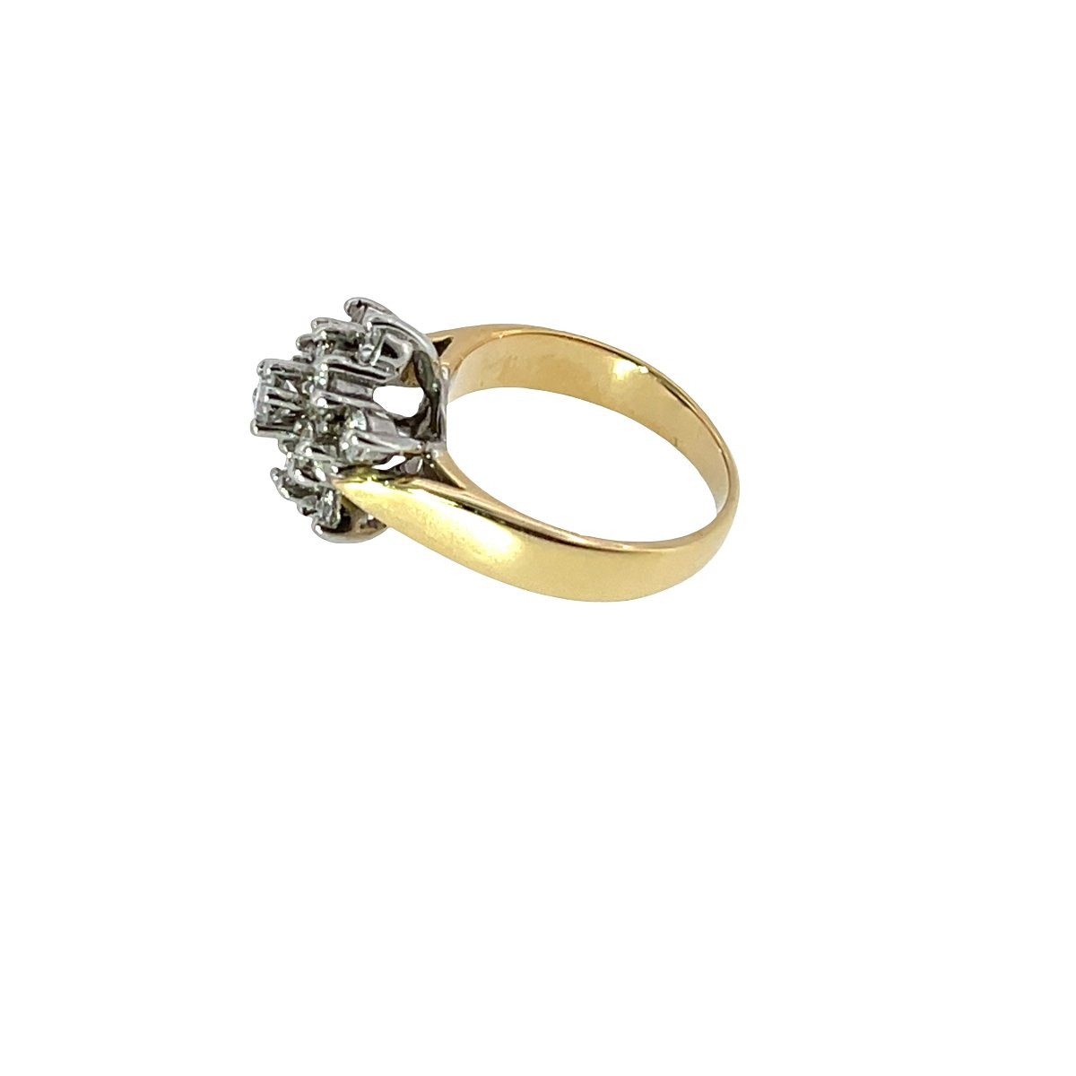 Diamond Cluster Ring Set With 0.60ct In 18ct Yellow & White Gold-photo-2