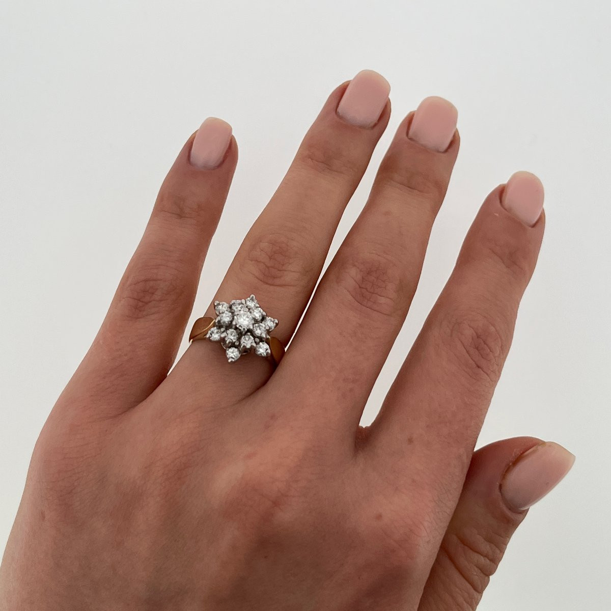 Diamond Cluster Ring Set With 0.60ct In 18ct Yellow & White Gold-photo-3