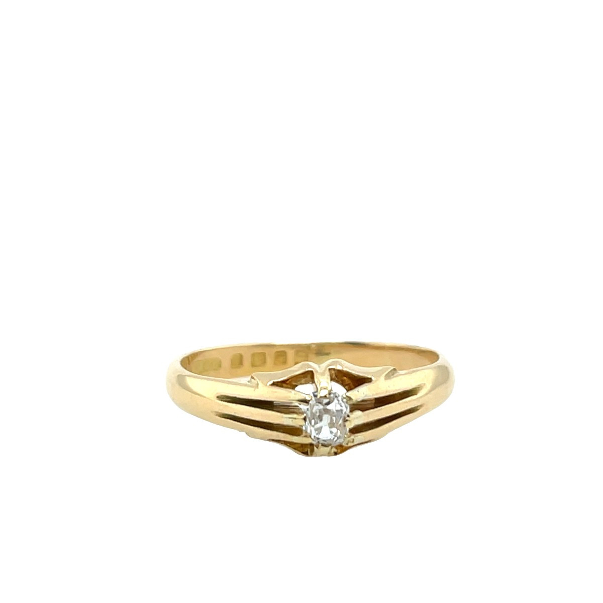 Bague ancienne en or 18 carats avec diamant taille ancienne, 0,20 ct-photo-2