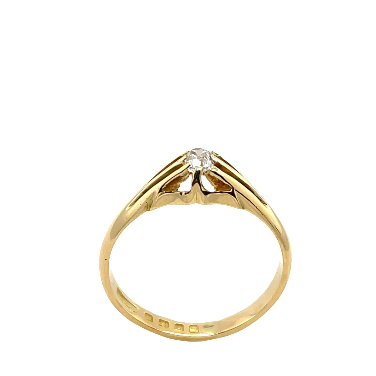 Bague ancienne en or 18 carats avec diamant taille ancienne, 0,20 ct-photo-2