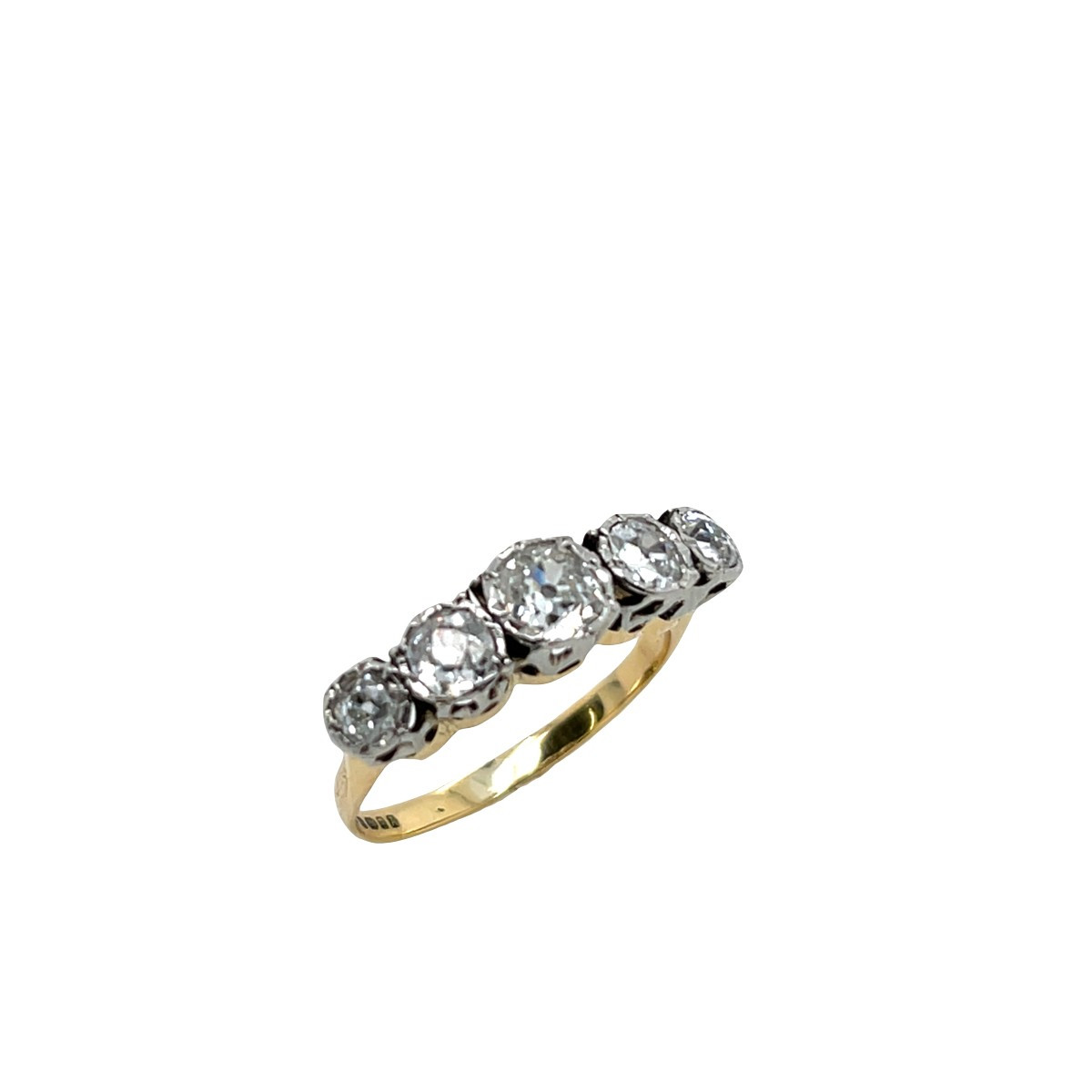 Bague en diamant à 5 pierres sertie de diamants de 1,0 ct en or jaune et blanc 18 carats-photo-2