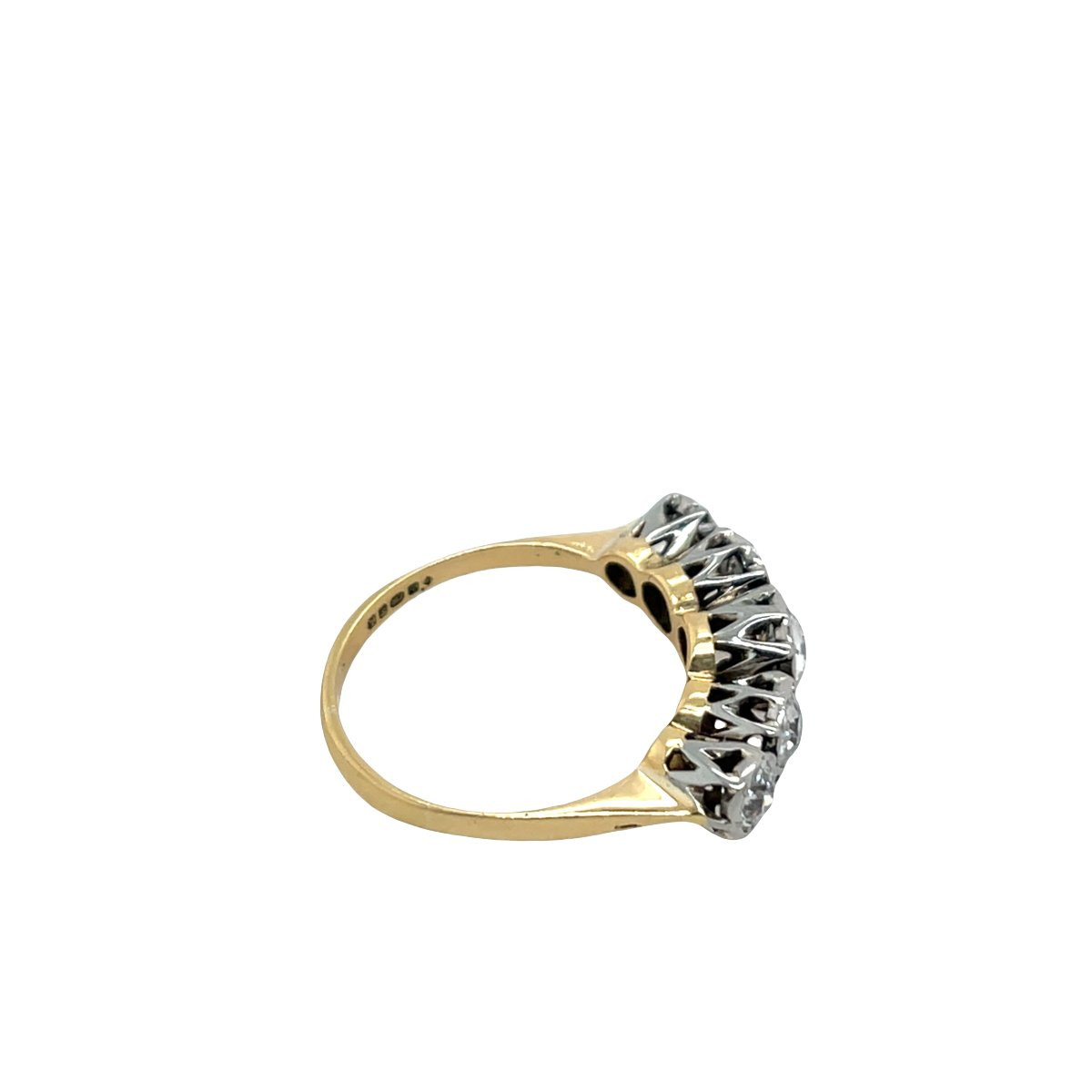 Bague en diamant à 5 pierres sertie de diamants de 1,0 ct en or jaune et blanc 18 carats-photo-2
