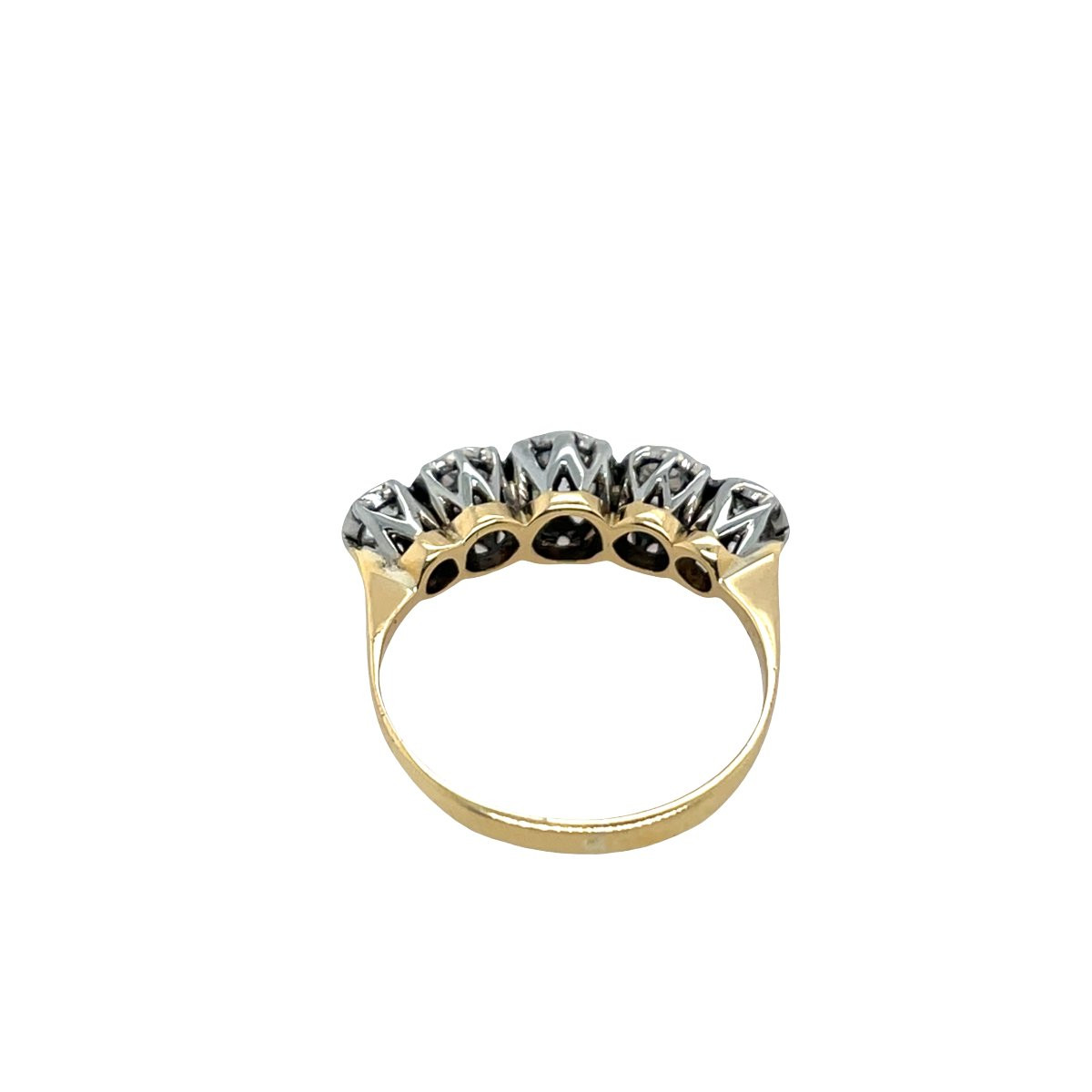 Bague en diamant à 5 pierres sertie de diamants de 1,0 ct en or jaune et blanc 18 carats-photo-3