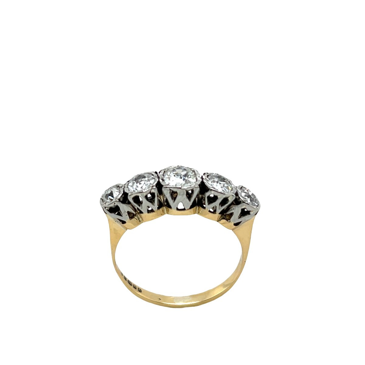Bague en diamant à 5 pierres sertie de diamants de 1,0 ct en or jaune et blanc 18 carats-photo-4