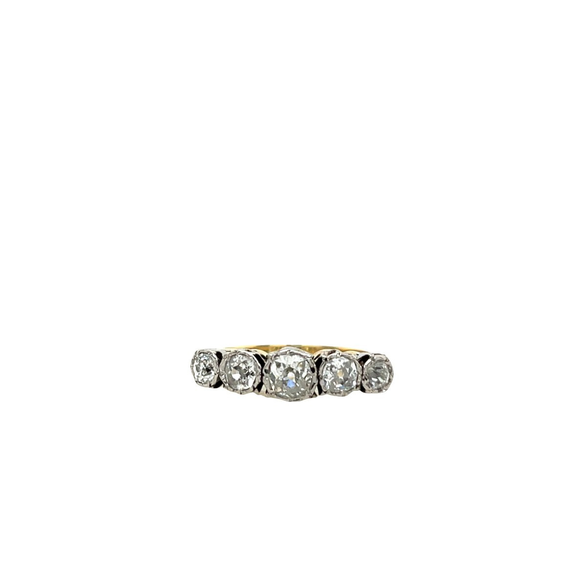 Bague en diamant à 5 pierres sertie de diamants de 1,0 ct en or jaune et blanc 18 carats-photo-5