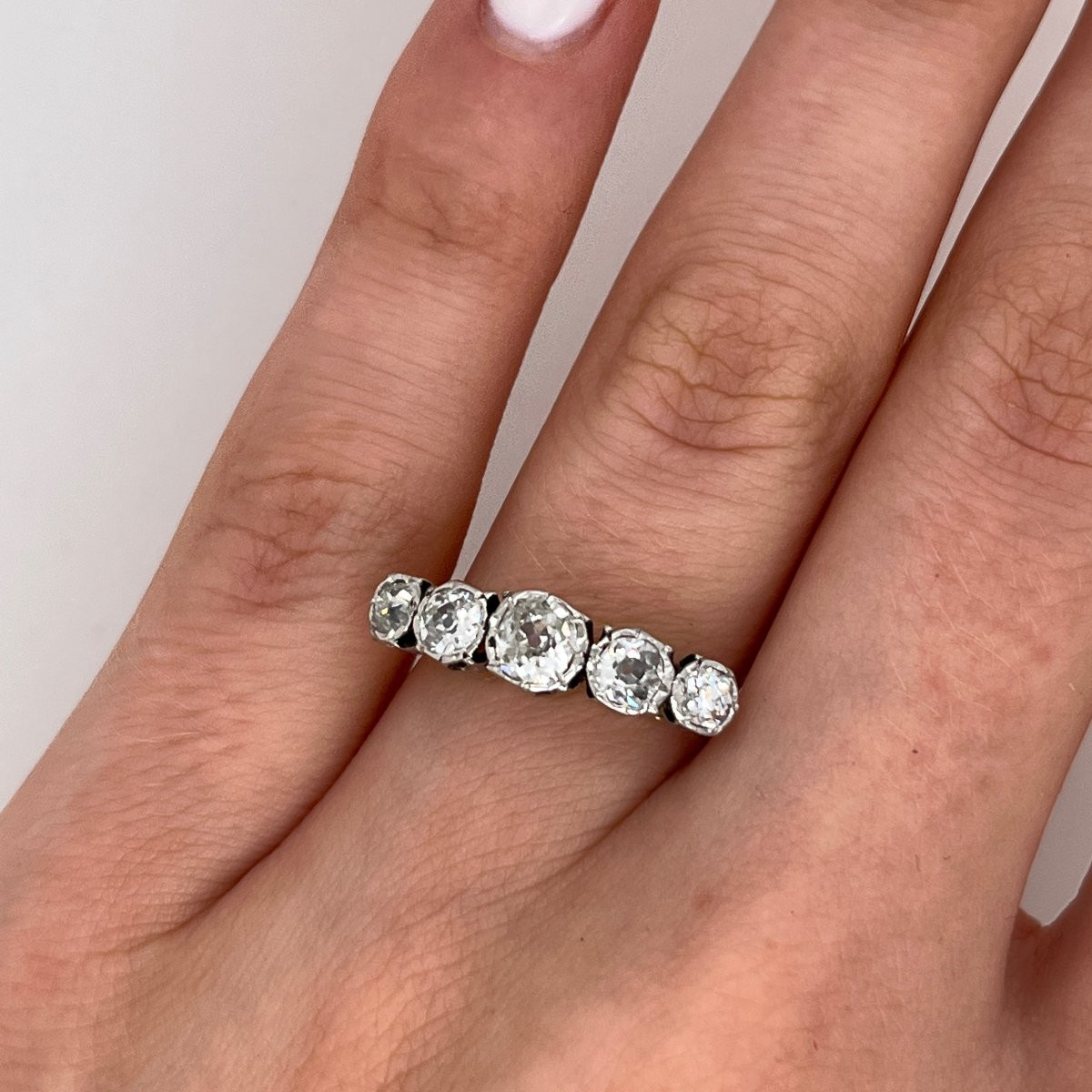 Bague en diamant à 5 pierres sertie de diamants de 1,0 ct en or jaune et blanc 18 carats-photo-7