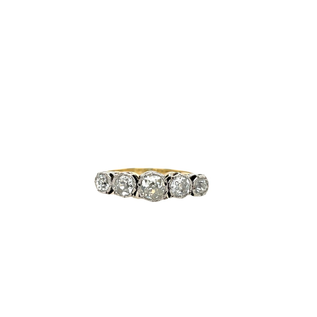 Bague en diamant à 5 pierres sertie de diamants de 1,0 ct en or jaune et blanc 18 carats