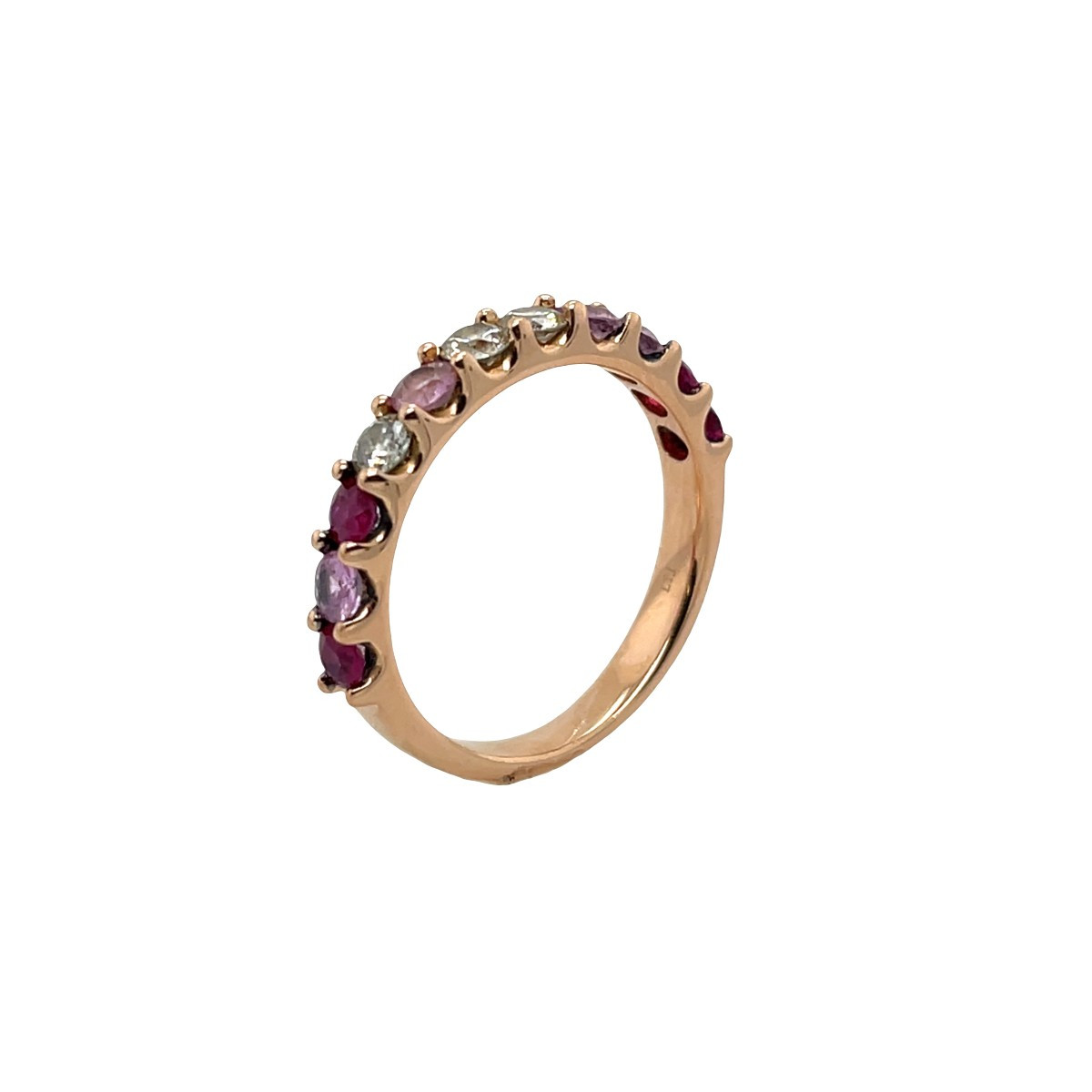 18ct Rose Gold Eternity Ring Set With Ruby, Pink Sapphires And Diamonds-photo-2
