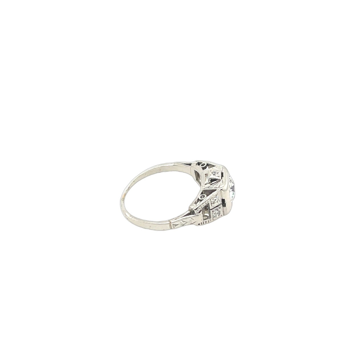 Vintage Platinum Ring With Diamonds, Set With 0.35 Ct Round Natural Diamonds-photo-2